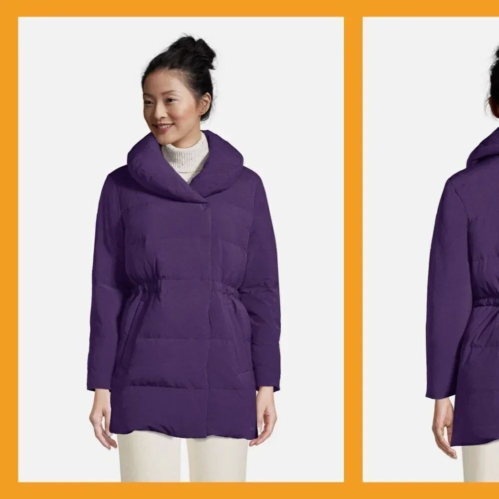 Lands' End HyperDRY™ Water-Resistant Women's 600 Fill Down Wrap Coat Size XS